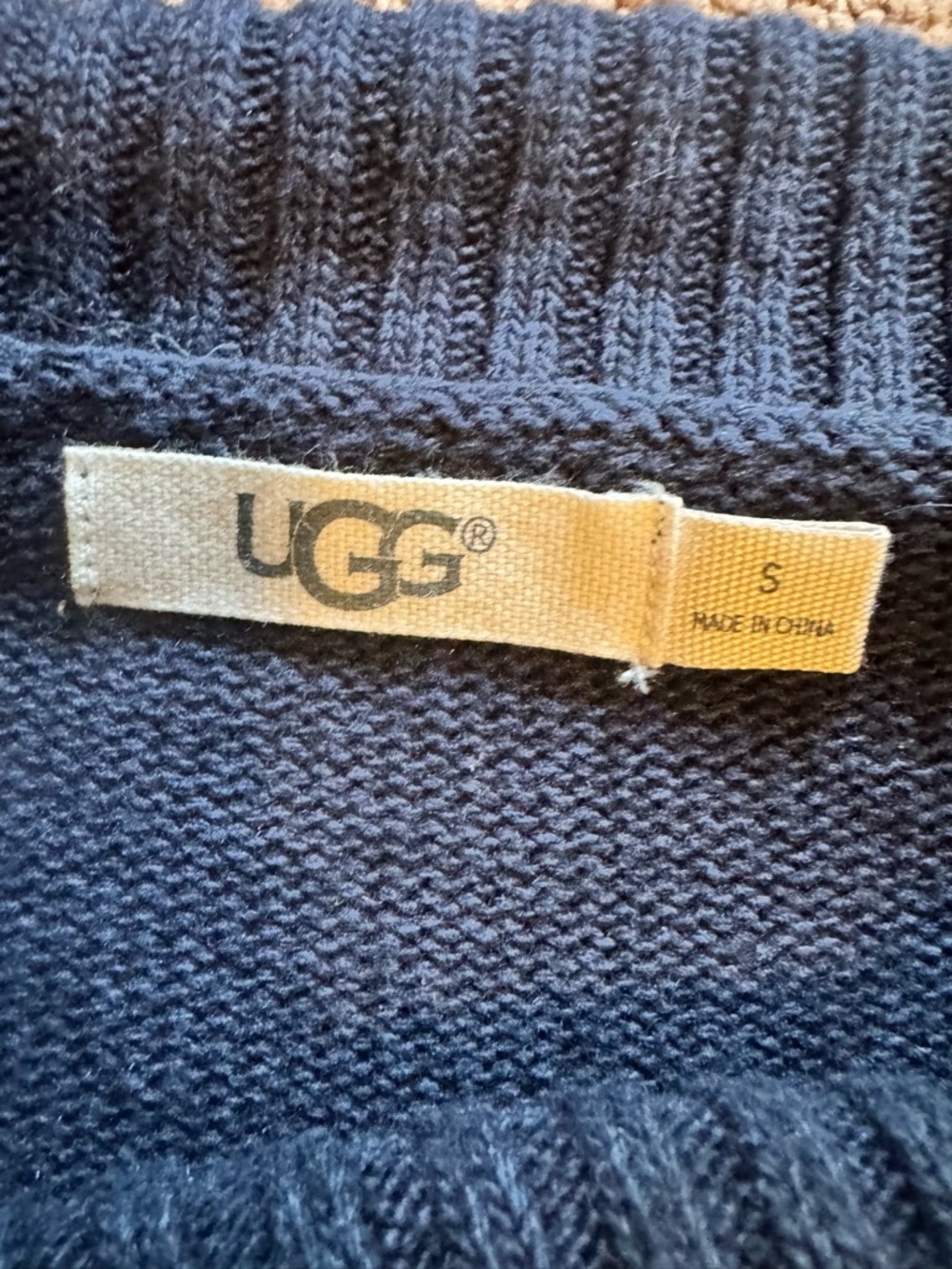 UGG Off-the-Shoulder Foldover Ribbed Sweater - Navy Blue - Picture 5 of 5